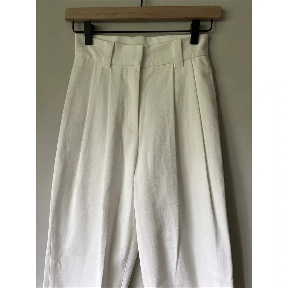 Uncle Studios Cotton Twill Pleated Trouser Pants Size XS NWT Ivory